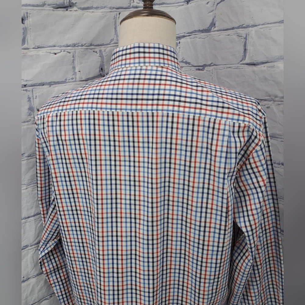 Barbour Men's Button Down Shirt Red Blue Check Bowburn Large - Picture 8 of 16